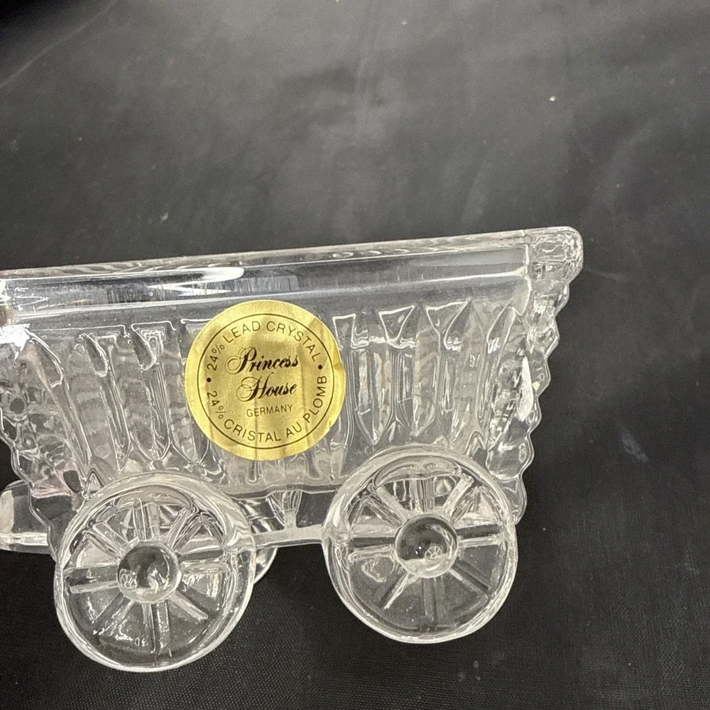 Princess House 24% Lead Crystal Garden Wagon Cart Garden NWT